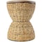 19" Rattan Woven Stool with Wood Tabletop and Black Frame